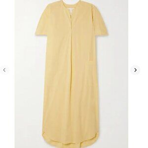 REMAIN BIRGER CHRISTENSEN MIRKA SOFT YELLOW SHORT SLEEVE V-NECK SHIFT MAXI DRESS